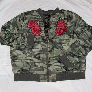 Camo w/Rose detail bomber jasket